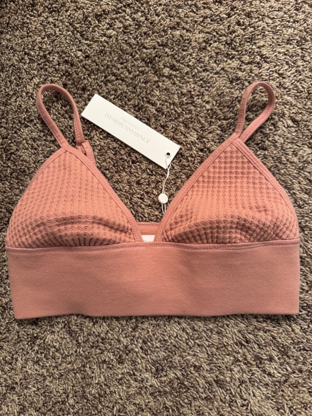 JONATHAN SIMKHAI Waffle Bralette In Chai